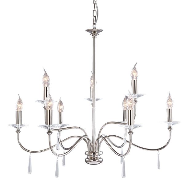 ELSTEAD FINSBURY PARK FP9 POL NICKEL 9Lt Chandelier/Semi-Flush