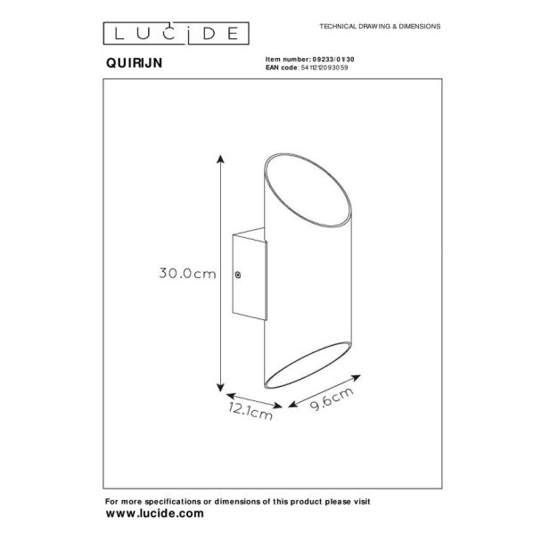 LUCIDE QUIRIJN 09233/01/30 lampa ścienna wewnętrzna