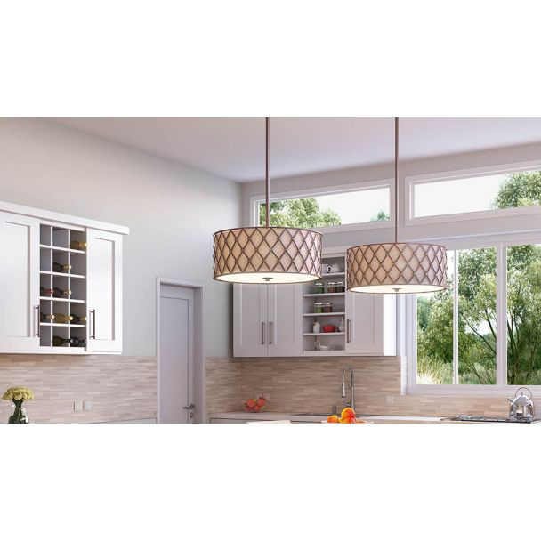 ELSTEAD Brown Lattice QZ-BROWN-LATTICE-P-L 4 Light Large Pendant