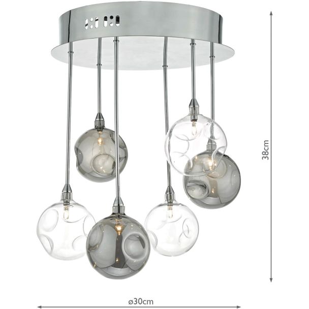 DAR QUI0610 QUINN 6LT SEMI FLUSH SMOKED/ CLEAR
