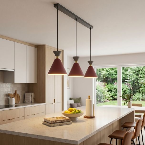 EMIBIG 1740/3 KLEVER 3 BURGUNDY BLACK Lampa wisząca