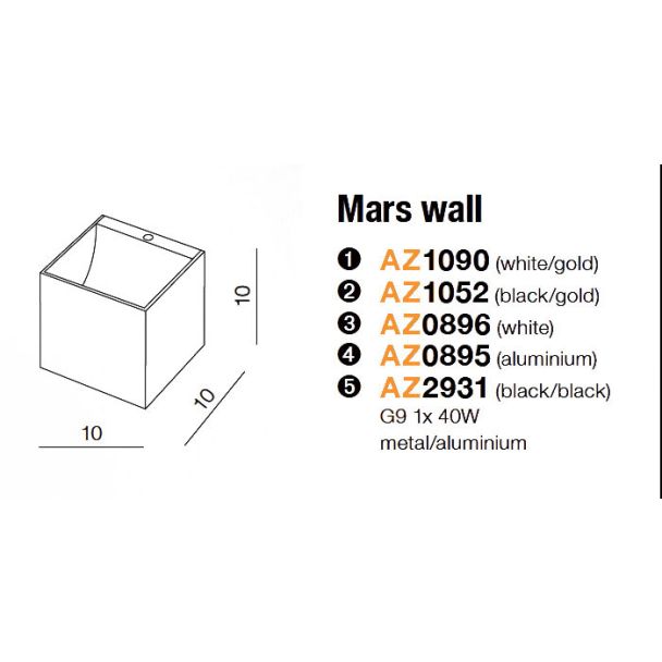 AZZARDO AZ2931 Mars wall (black)