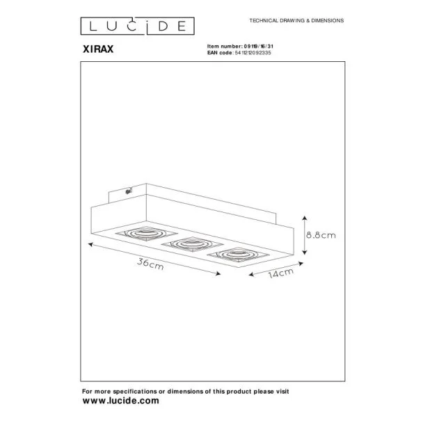 LUCIDE XIRAX 09119/16/31 SUFITOWA REFLEKTORY
