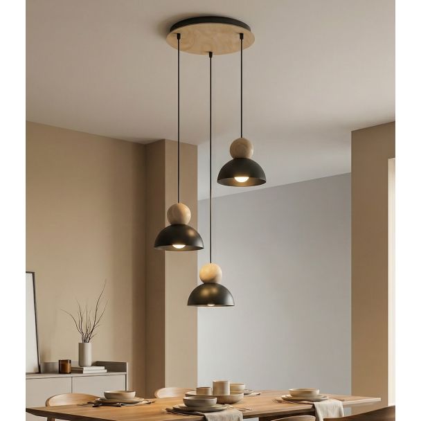 EMIBIG 1676/3PREM KAKI 3PREM BLACK LAMPA WISZĄCA