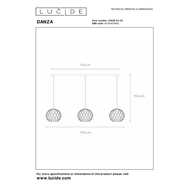 LUCIDE 21428/03/30 LAMPA WISZĄCA NOWOCZESNA DANZA