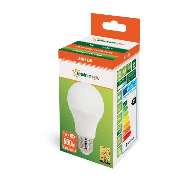 SPECTRUMLED 13900 Żarówka LED GLS E-27 230V 7W WW SPECTRUM