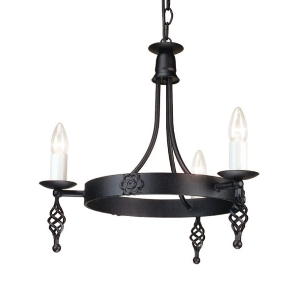 ELSTEAD BELFRY BY3 BLACK 3Lt Chandelier/Semi-Flush