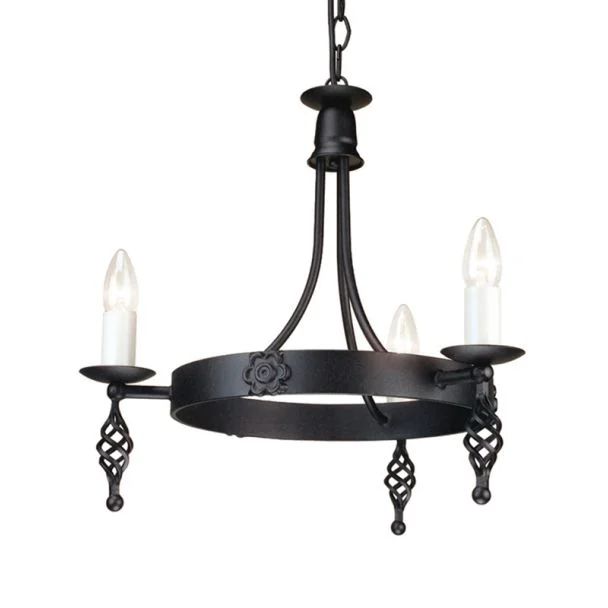 ELSTEAD BELFRY BY3 BLACK 3Lt Chandelier/Semi-Flush