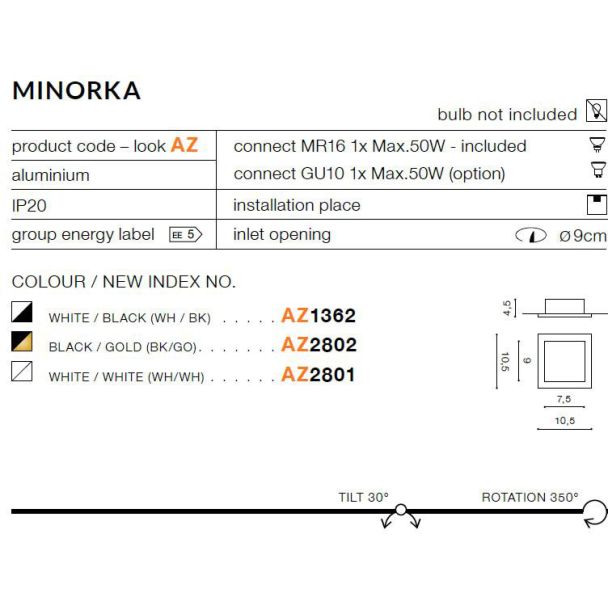 AZZARDO AZ2801 Minorka (white/white)
