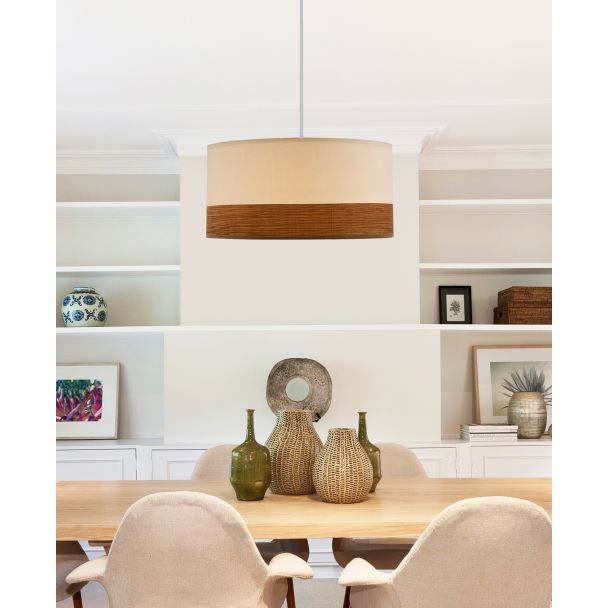 CANDELLUX 31-17536 BIANCO LAMPA WISZĄCA BIAŁY 1X40W E27 ABAŻUR BIAŁY+ORZECHOWY