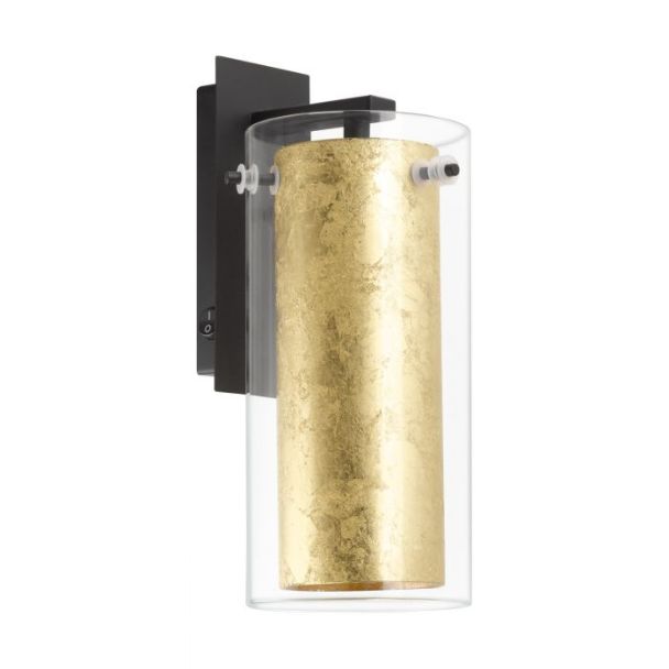 EGLO 97839 LAMPA PINTO GOLD OPRAWA ŚCIENNA WL/1 E27 SCHWARZ/KLAR-GOLD PINTO GOLD
