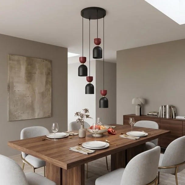 EMIBIG 1737/4PREM GAUDI 4PREM BLACK BURGUNDY Lampa wisząca