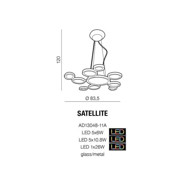 AZZARDO AD13048-11A / AZ1786 Satellite Lampa wisząca