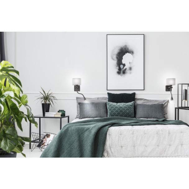 CANDELLUX 21-75499 POLO KINKIET 1X40W E27 + 2W LED CZARNY ABAŻ. OKRĄGŁY SZARY