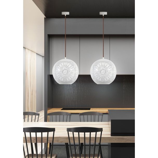 CANDELLUX 31-70586 BENE LAMPA WISZĄCA 25 KULA S 1X60W E27 AŻUROWY BIAŁY