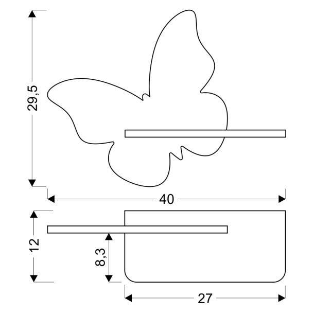 CANDELLUX 21-85160 BUTTERFLY LAMPA KINKIET 5W LED 4000K IQ KIDS Z PRZEWODEM Z WŁ. I WTYCZKĄ MIĘTOWY