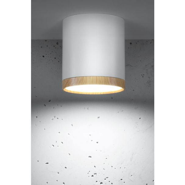 CANDELLUX 2273624 LAMPA SUFITOWA TUBA 5W LED 4000K DREWNIANY+BIAŁY ŚR. 6,8 CM