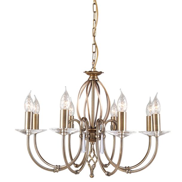 ELSTEAD AEGEAN AG8 AGED BRASS 8Lt Chandelier/Semi-Flush
