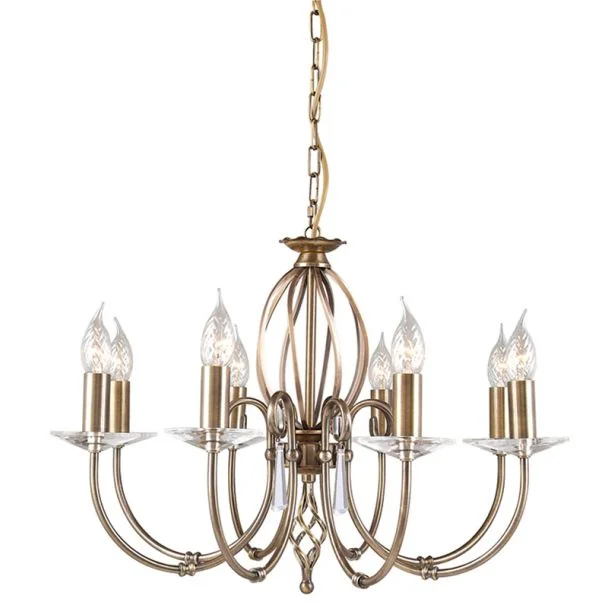ELSTEAD AEGEAN AG8 AGED BRASS 8Lt Chandelier/Semi-Flush