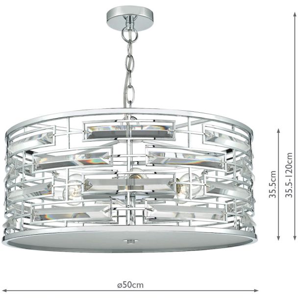 DAR SEV0650 SEVILLE 6LT PENDANT POL CHR CRYSTAL