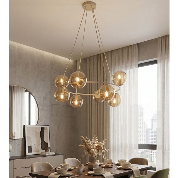 EMIBIG 1638/8 AZURA 8 MOKKA AMBER LAMPA WISZĄCA