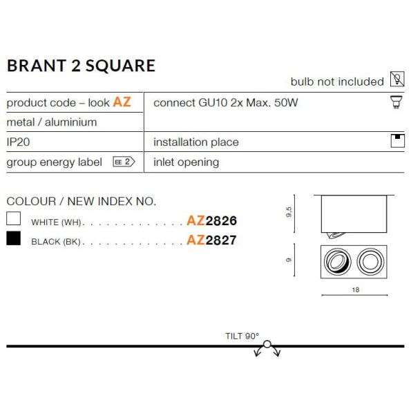 AZZARDO AZ2826 Brant 2 Square (white)