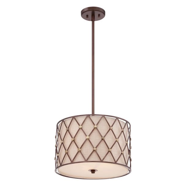 ELSTEAD Brown Lattice QZ-BROWN-LATTICE-P-M 3 Light Medium Pendant