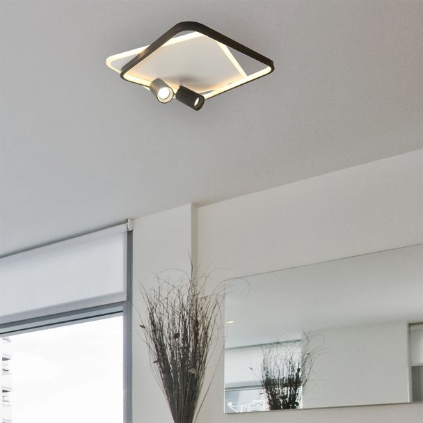 LIGHT PRESTIGE Plafon Parma 2 2xGU10 + 1xLED CCT kwadrat czarny LP-0612/2C Square BK