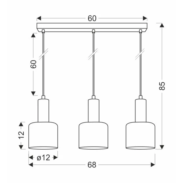 WYPRZEDAŻ CANDELLUX 33-21311 ISAR LAMPA WISZĄCA CZARNY 3X40 E27 KLOSZ BURSZTYNOWY
