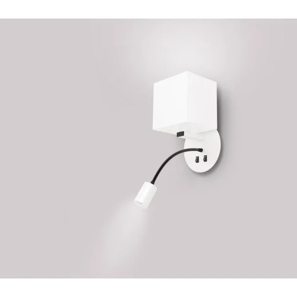 CANDELLUX 21-75659 MAGNUM 1 LAMPA KINKIET OKRAGŁY 1X40W E27+3W LED ABAŻUR KWADRAT BIAŁY
