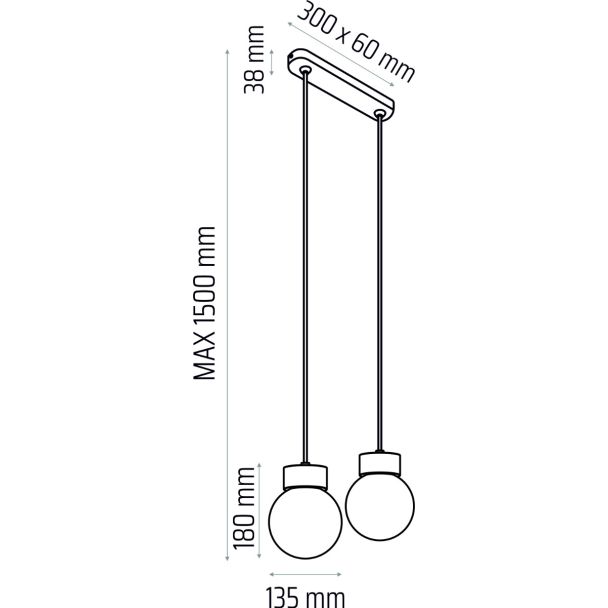 HELLUX 8570239 Lampa wisząca Barrel-Orb Kula 2pł czarny
