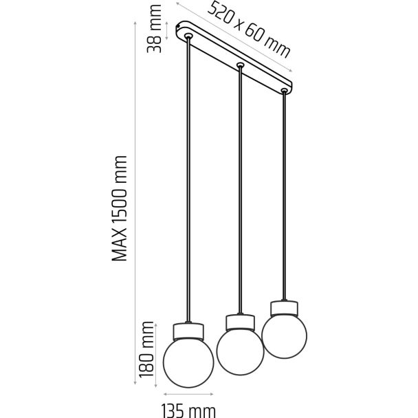 HELLUX 8570339 Lampa wisząca Barrel-Orb Kula 3pł czarny