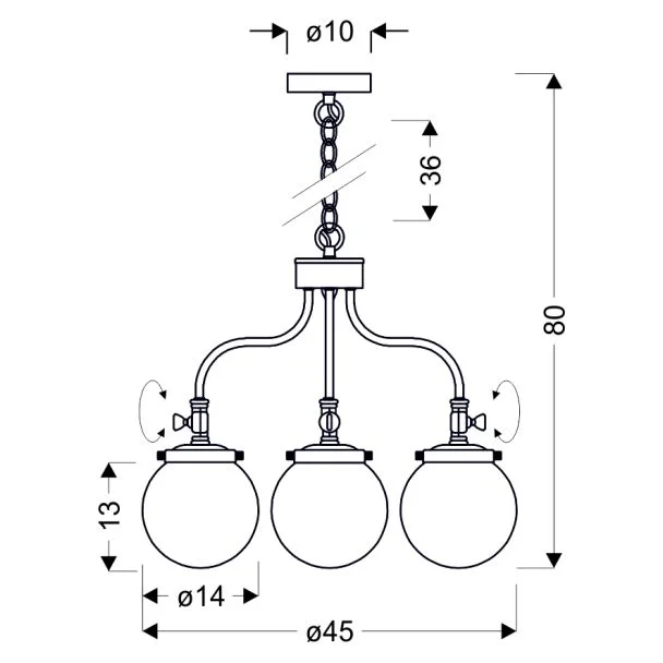 CANDELLUX 33-70869 BALLET LAMPA WISZĄCA 3X40W E27 PATYNOWY