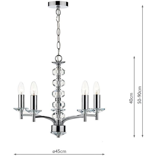 DAR OLE0550 OLEANA 5LT PENDANT POL CHR CRYSTAL