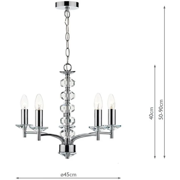 DAR OLE0550 OLEANA 5LT PENDANT POL CHR CRYSTAL