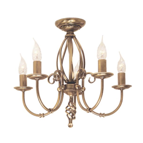 ELSTEAD ARTISAN ART5 AGD BRASS 5Lt Chandelier/Semi-Flush
