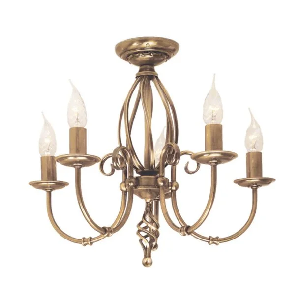 ELSTEAD ARTISAN ART5 AGD BRASS 5Lt Chandelier/Semi-Flush