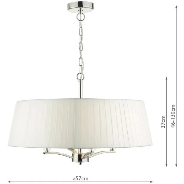 DAR CRI042 CRISTIN 4LT PENDANT POL NICKEL CW IVORY RIBBON SHD