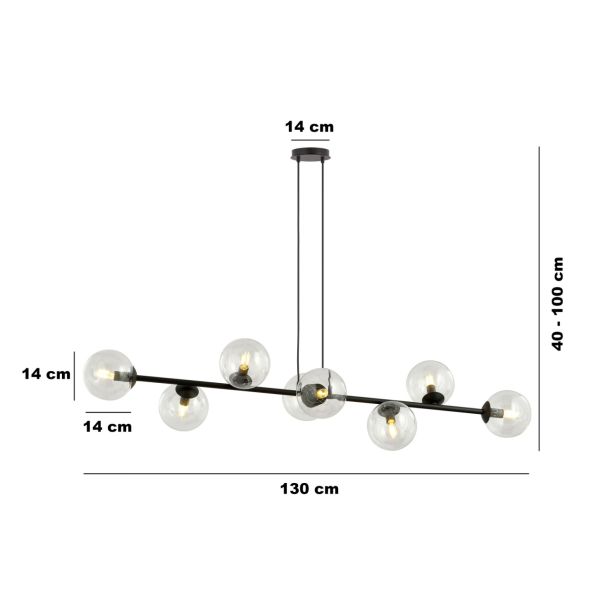 EMIBIG 874/8 LAMPA WISZĄCA ROSSI 8 BL TRANSPARENT