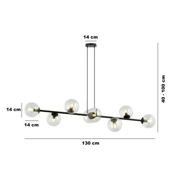 EMIBIG 874/8 LAMPA WISZĄCA ROSSI 8 BL TRANSPARENT