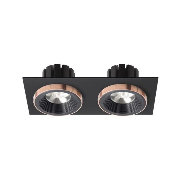 RENDL R13259 SHARM SQ II wpuszczana czarna/czarna miedź 230V LED 2x10W 24° 3000K