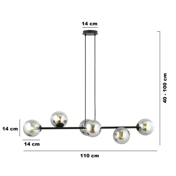 EMIBIG 875/8 LAMPA WISZĄCA ROSSI 8 BL GRAFIT