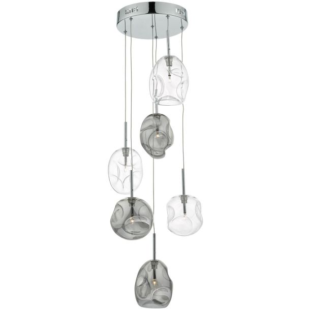 DAR QUI6410 QUINN 6LT CLUSTER PENDANT SMOKED/ CLEAR