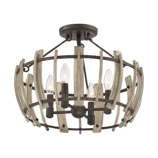 ELSTEAD Wood Hollow QZ-WOOD-HOLLOW-SF 4 Light Semi-Flush