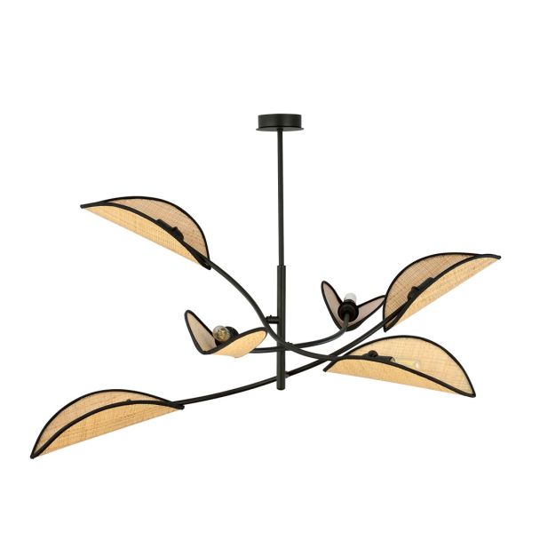 EMIBIG 1108/6 LAMPA SUFITOWA LOTUS 6 BLACK/RATTAN