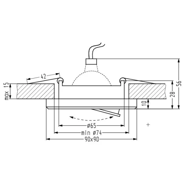 CANDELLUX 2263069 SSU-13 CH/WH MR16 CHROM oczko sufitowe lampa sufitowa KWADRATOWA SZKŁO BEZBARWNE