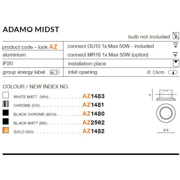 AZZARDO AZ2562 Adamo Midst (matt black)