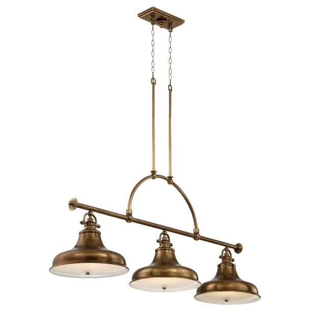 ELSTEAD Emery QZ-EMERY3P-WS 3 Light Island Chandelier - Weathered Brass