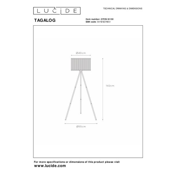 LUCIDE 21729/81/30 LAMPA STOJĄCA STOŁOWA TAGALOG