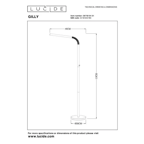 LUCIDE 36712/04/31 LAMPA STOJĄCA PODŁOGOWA GILLY